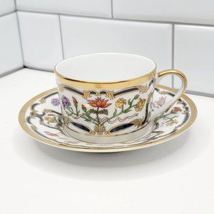 Christian Dior Renaissance Tea Cup & Saucer Fine China Japan Gold Trim Floral